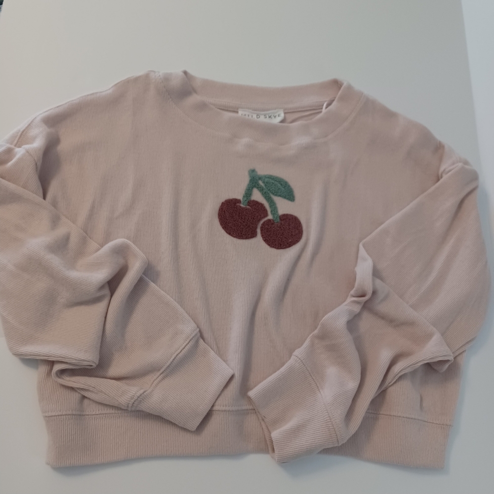 Wild Skye Cropped Cherry Print Sweatshirt Sz M